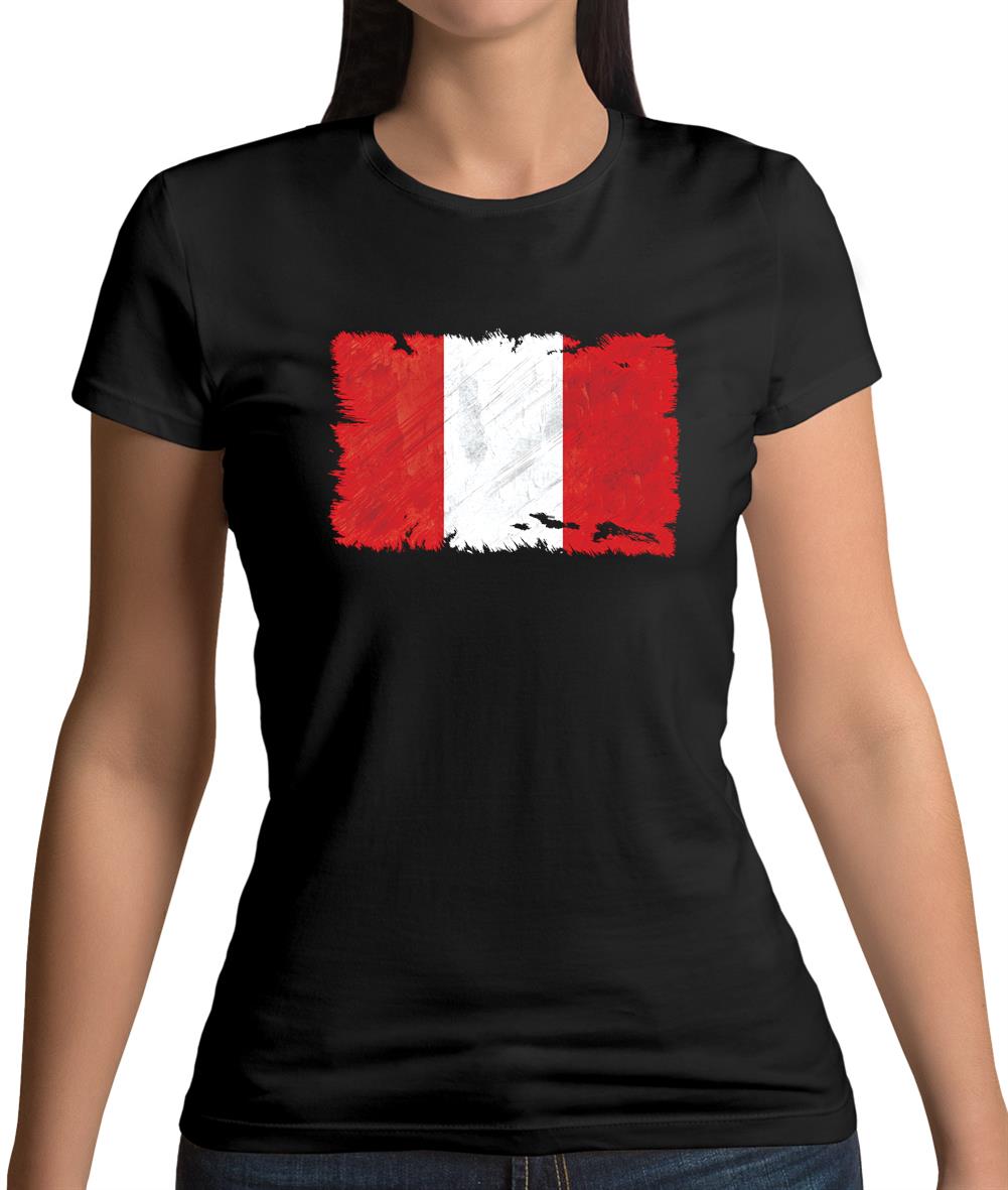 Peru Grunge Style Flag Womens T-Shirt