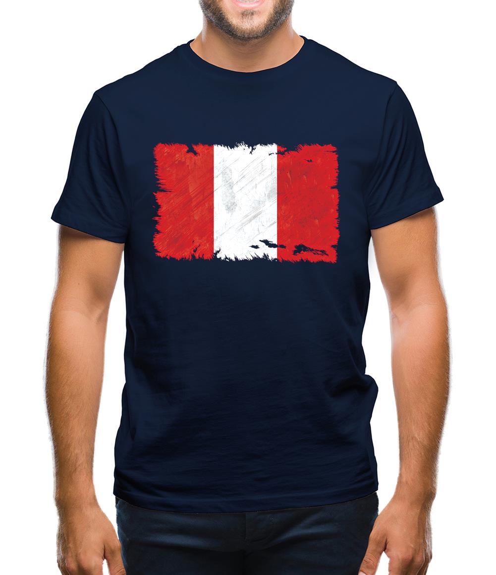 Peru Grunge Style Flag Mens T-Shirt
