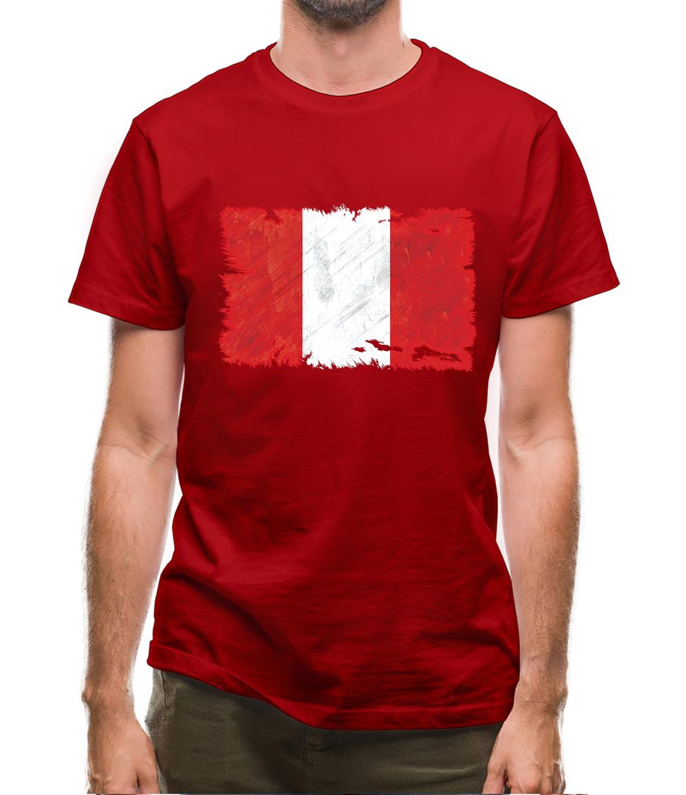 Peru Grunge Style Flag Mens T-Shirt