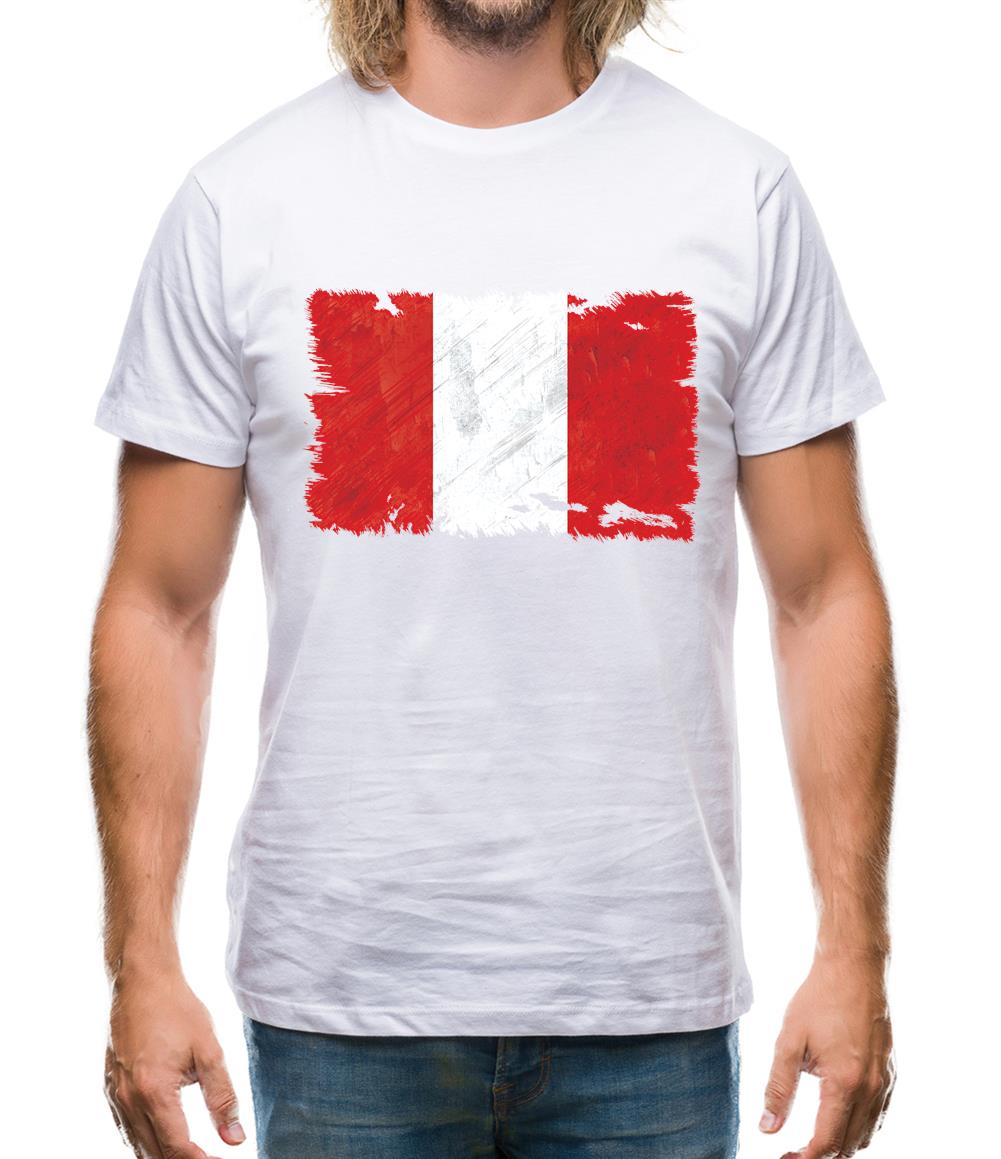 Peru Grunge Style Flag Mens T-Shirt