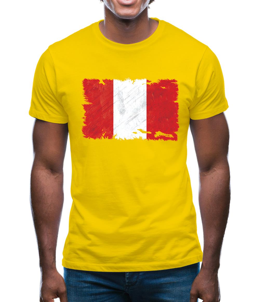 Peru Grunge Style Flag Mens T-Shirt