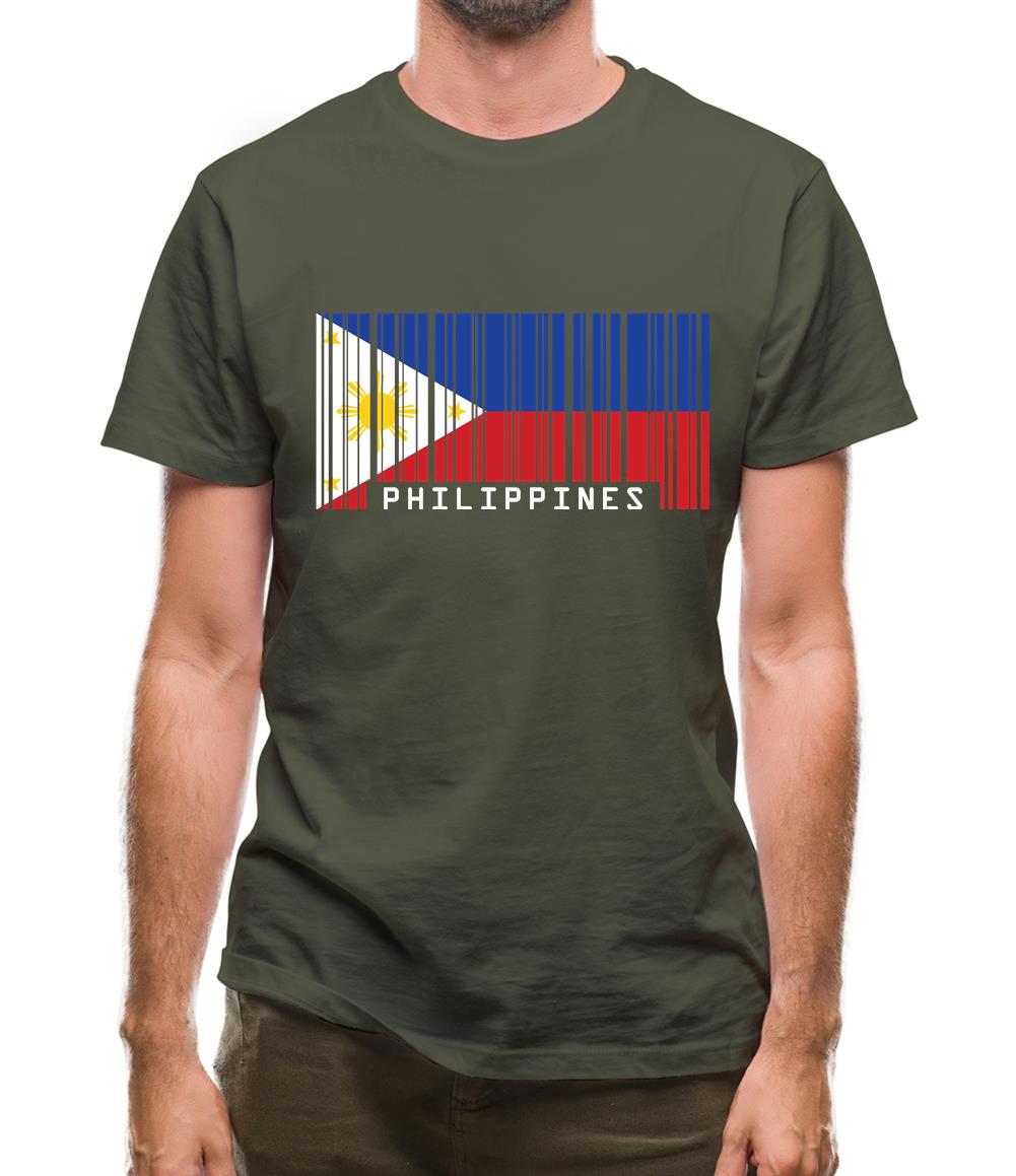 Philippines Barcode Style Flag Mens T-Shirt