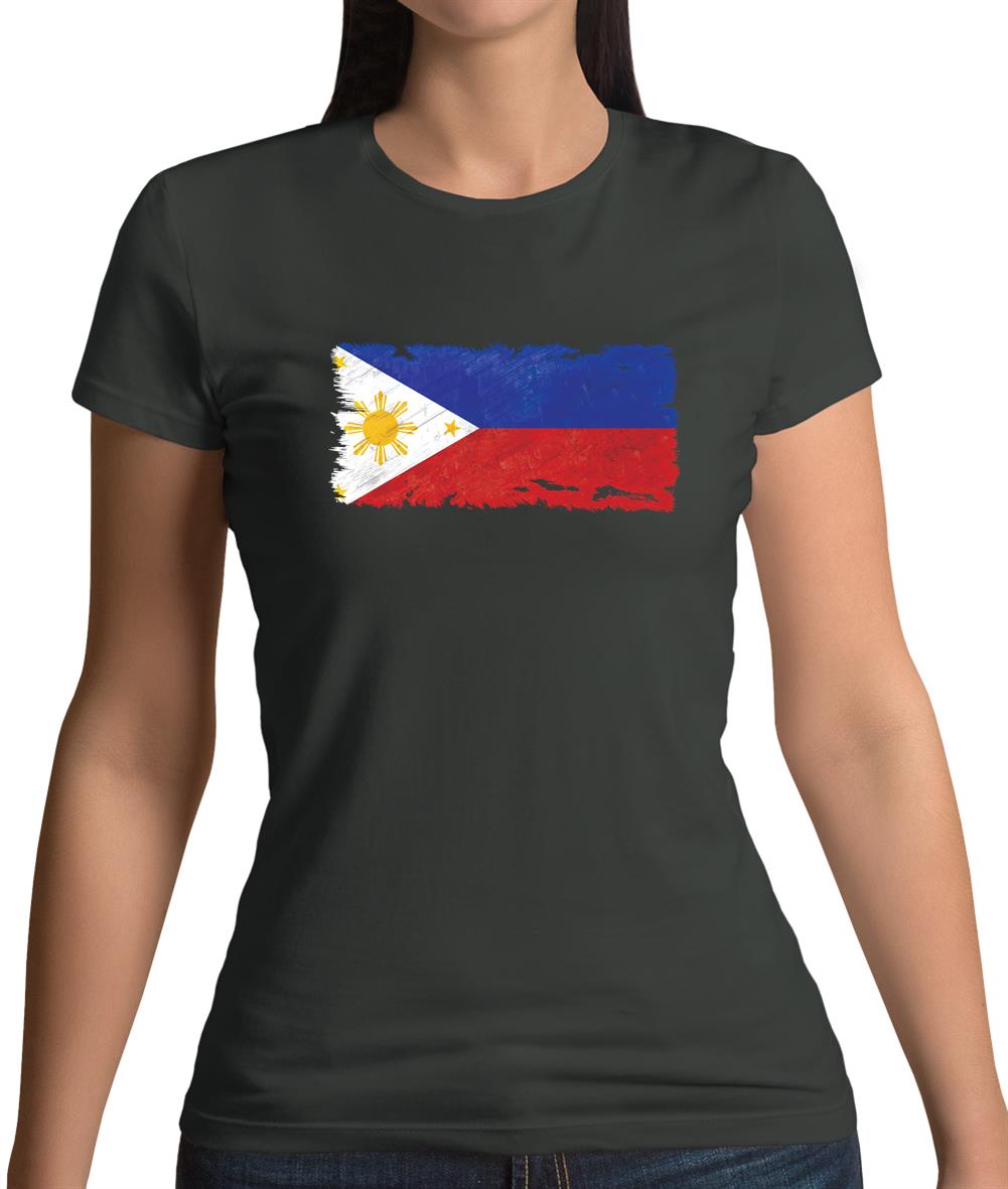 Philippines Grunge Style Flag Womens T-Shirt