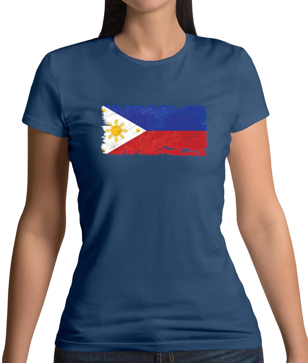 Philippines Grunge Style Flag Womens T-Shirt