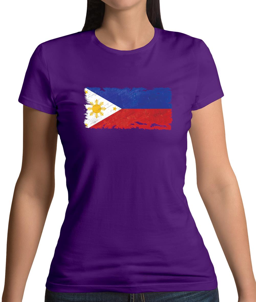 Philippines Grunge Style Flag Womens T-Shirt