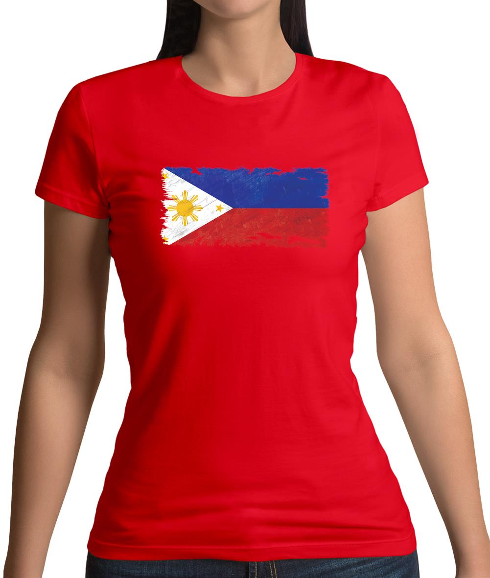 Philippines Grunge Style Flag Womens T-Shirt