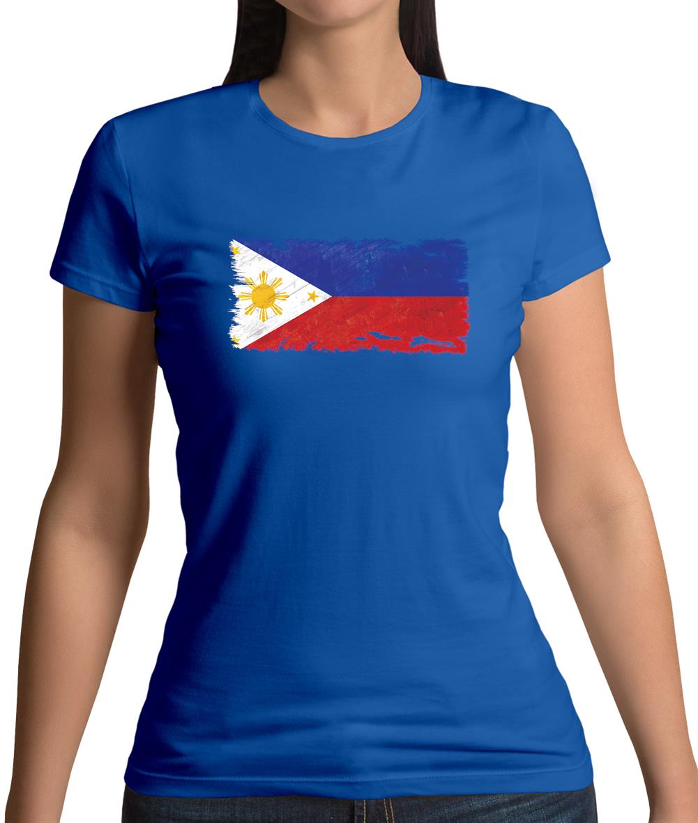 Philippines Grunge Style Flag Womens T-Shirt