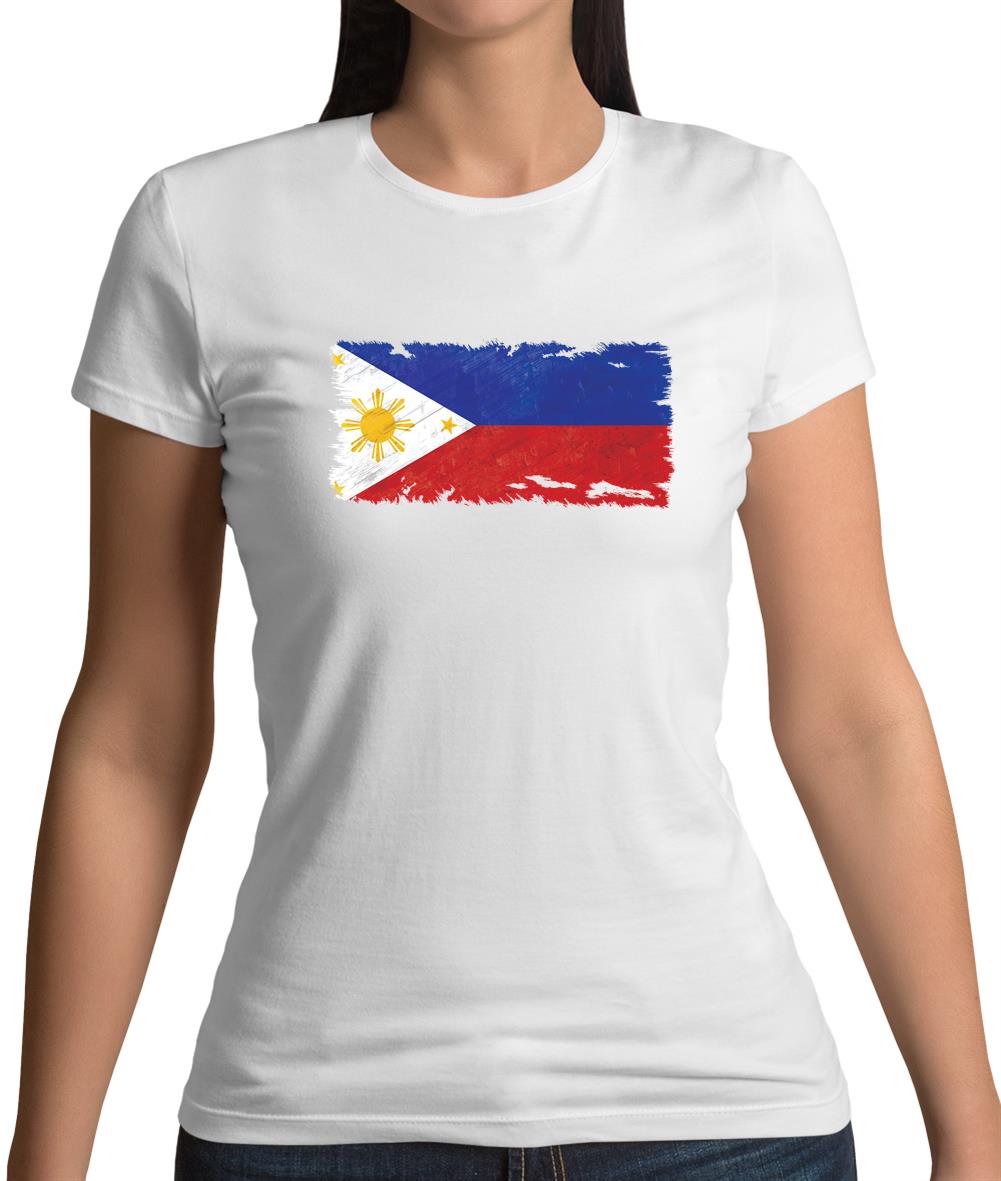 Philippines Grunge Style Flag Womens T-Shirt