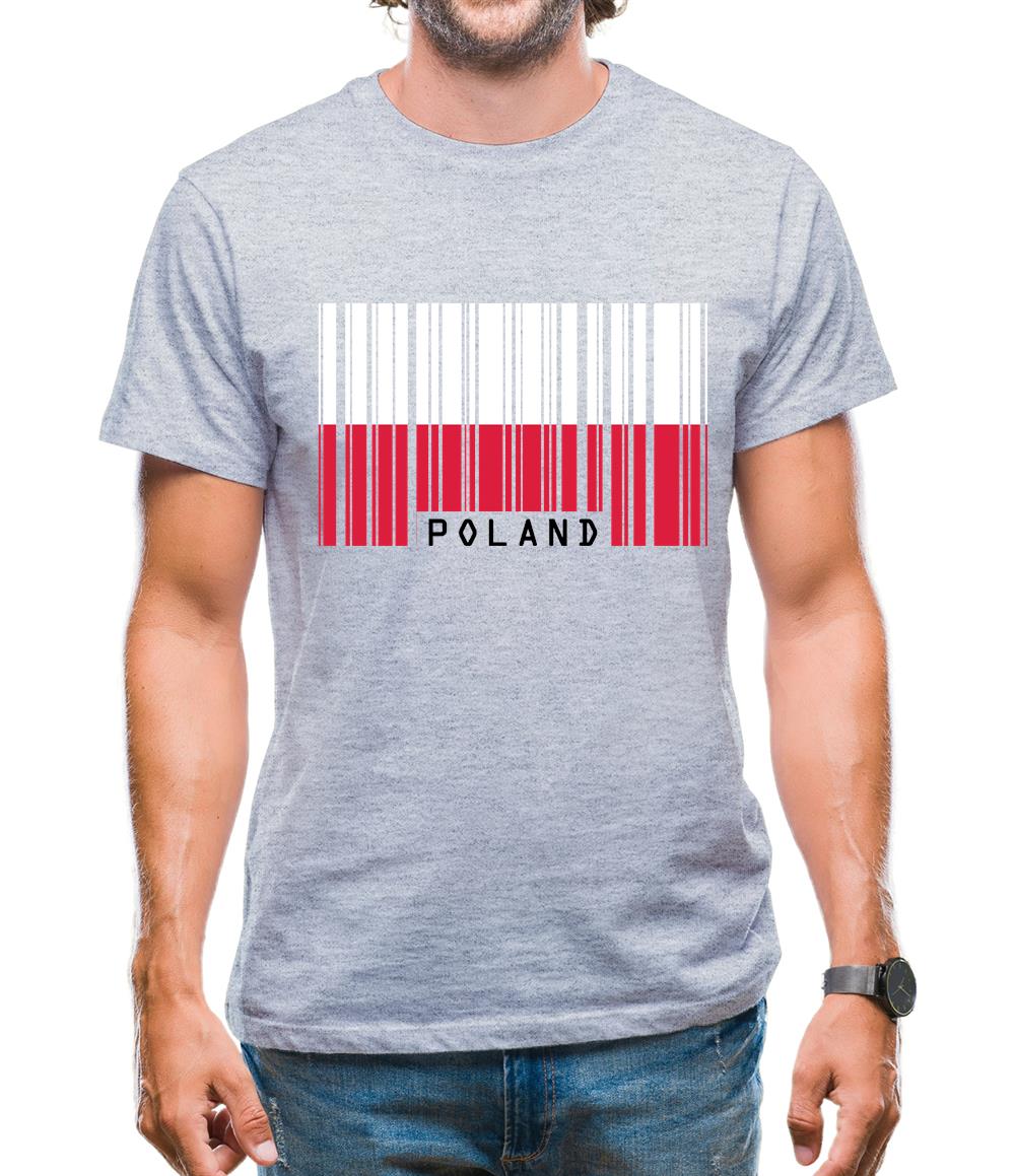 Poland Barcode Style Flag Mens T-Shirt