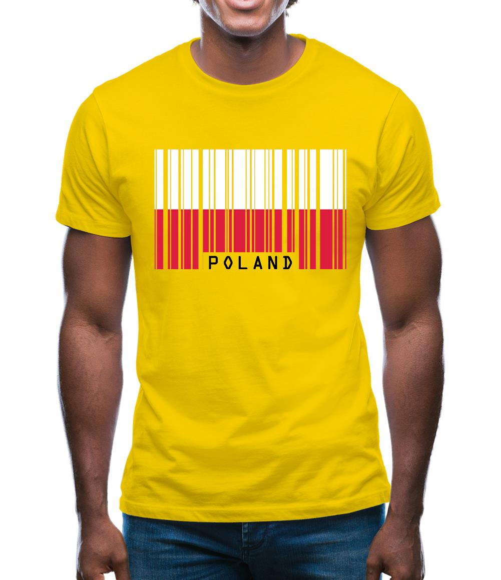 Poland Barcode Style Flag Mens T-Shirt