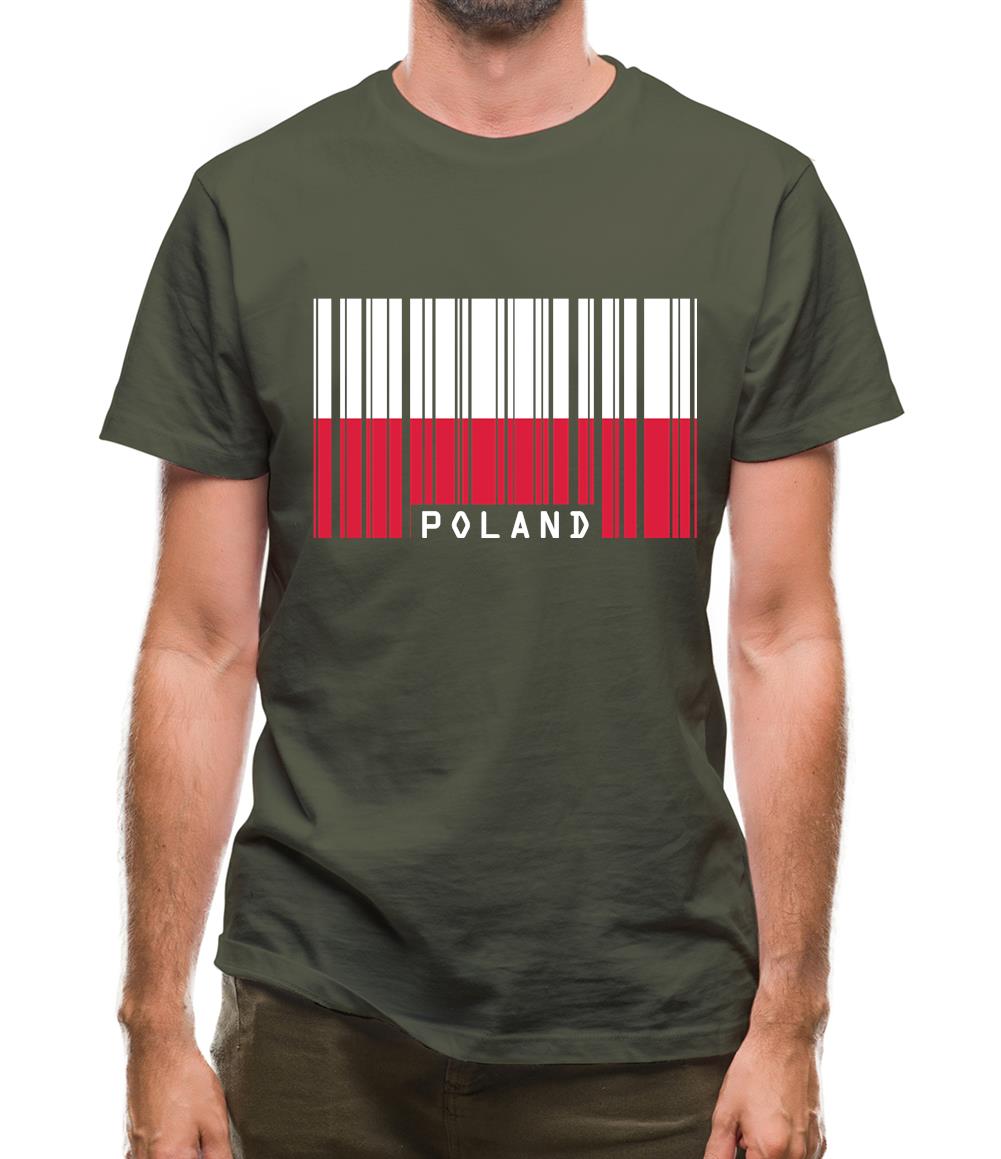 Poland Barcode Style Flag Mens T-Shirt