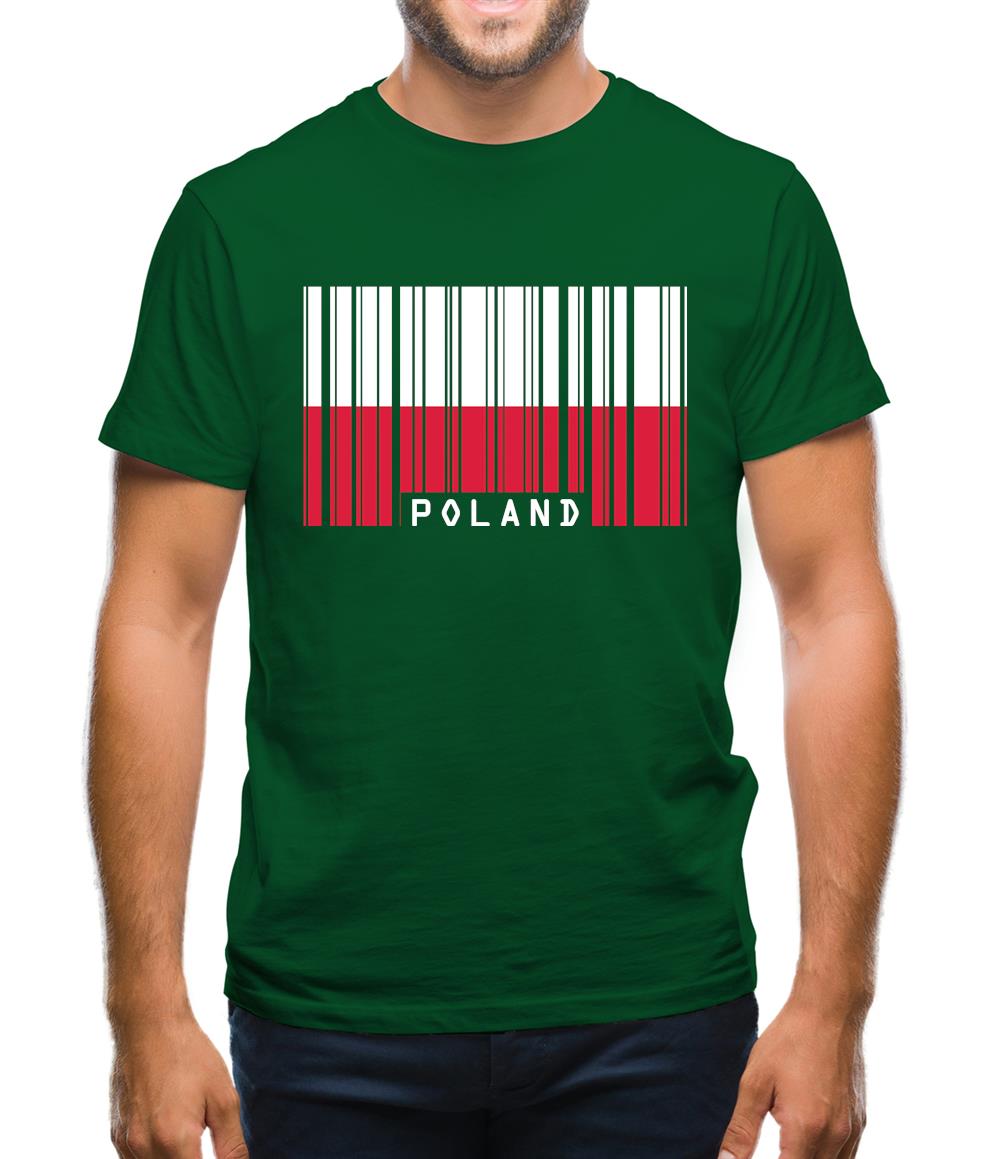 Poland Barcode Style Flag Mens T-Shirt