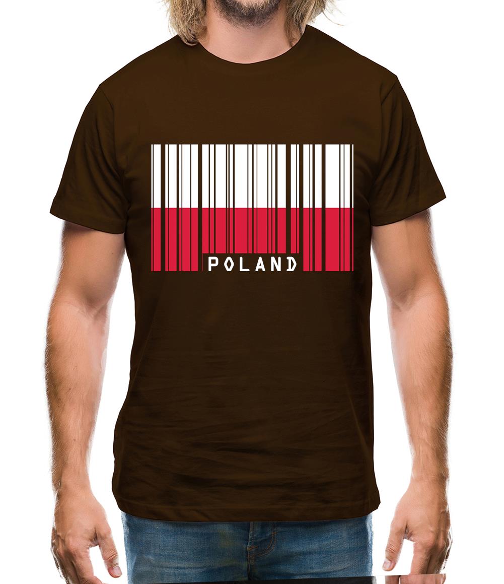Poland Barcode Style Flag Mens T-Shirt