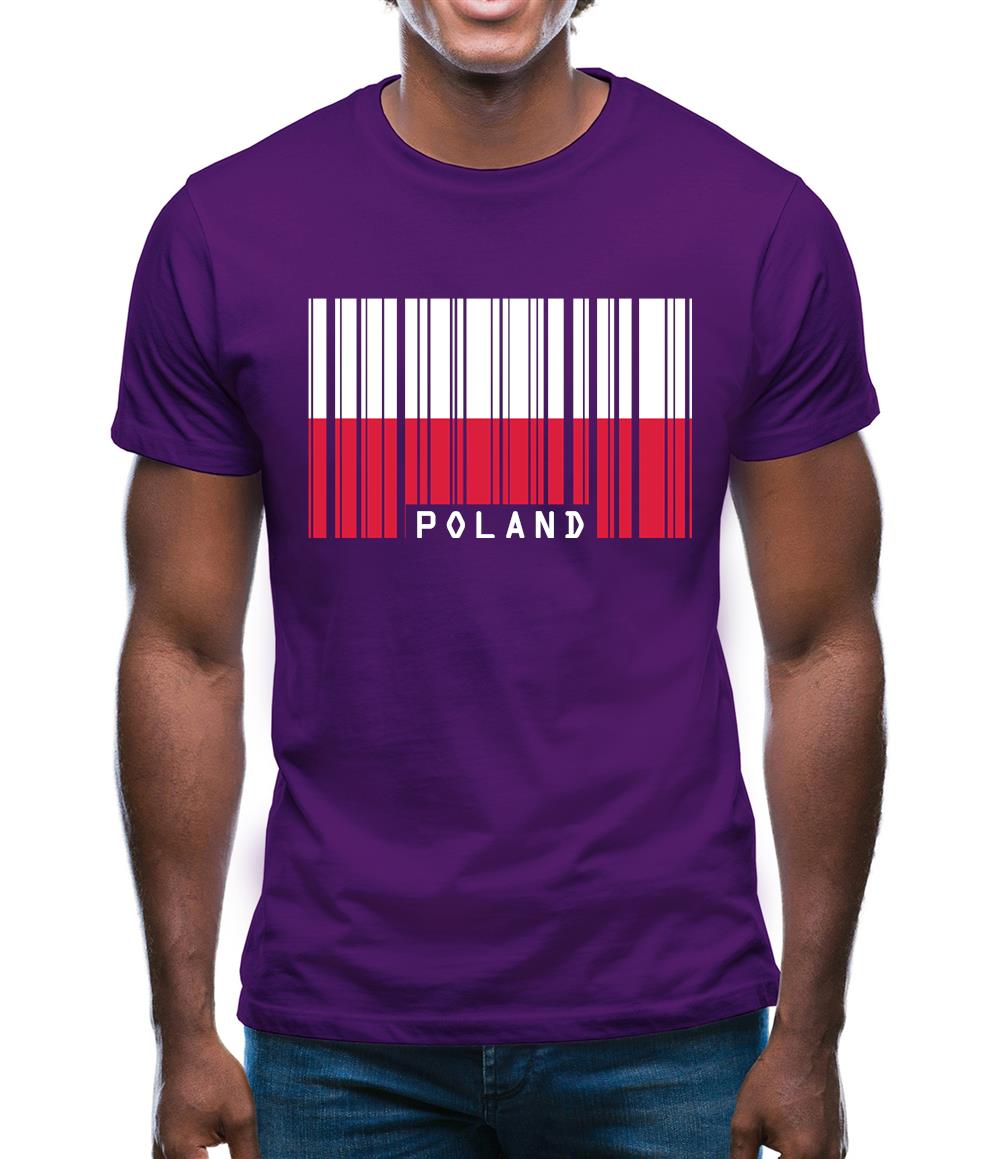 Poland Barcode Style Flag Mens T-Shirt