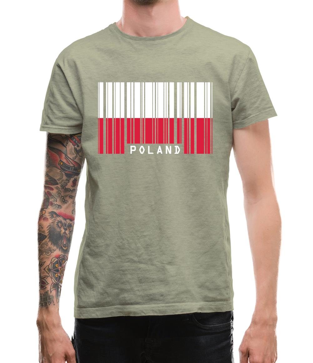 Poland Barcode Style Flag Mens T-Shirt