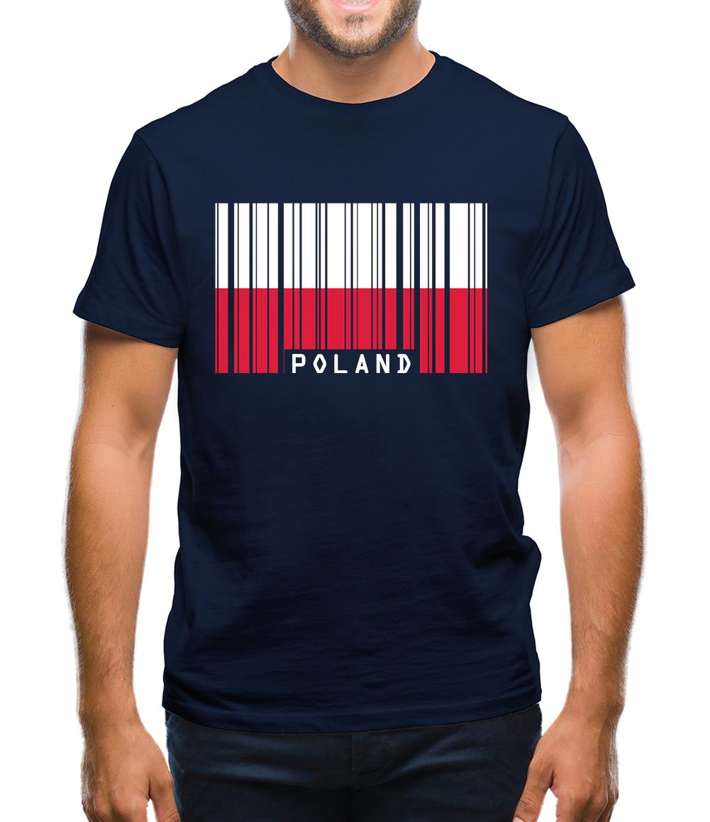 Poland Barcode Style Flag Mens T-Shirt