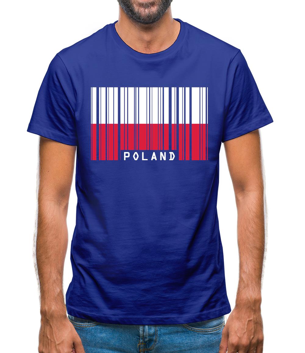 Poland Barcode Style Flag Mens T-Shirt