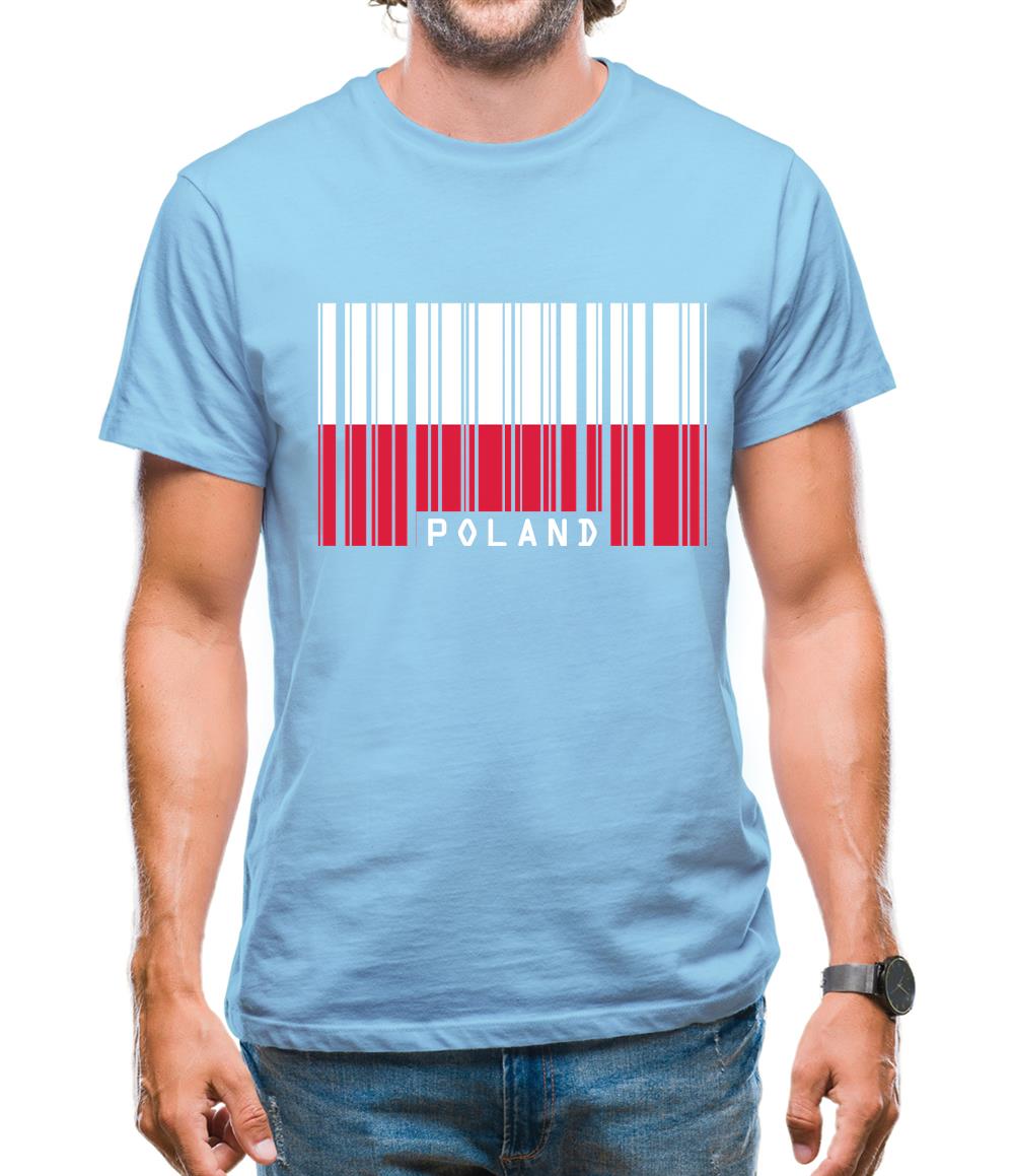 Poland Barcode Style Flag Mens T-Shirt