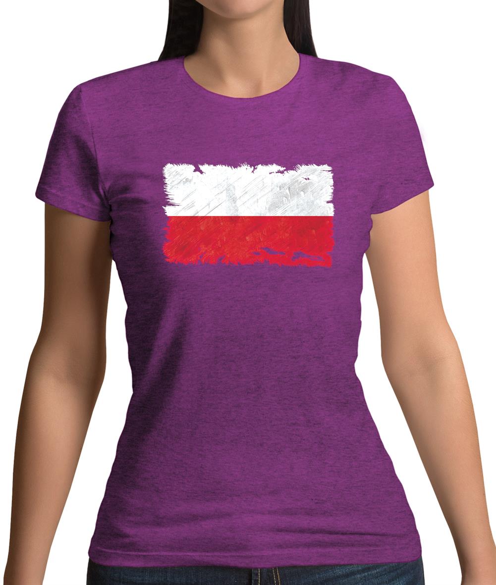 Poland Grunge Style Flag Womens T-Shirt