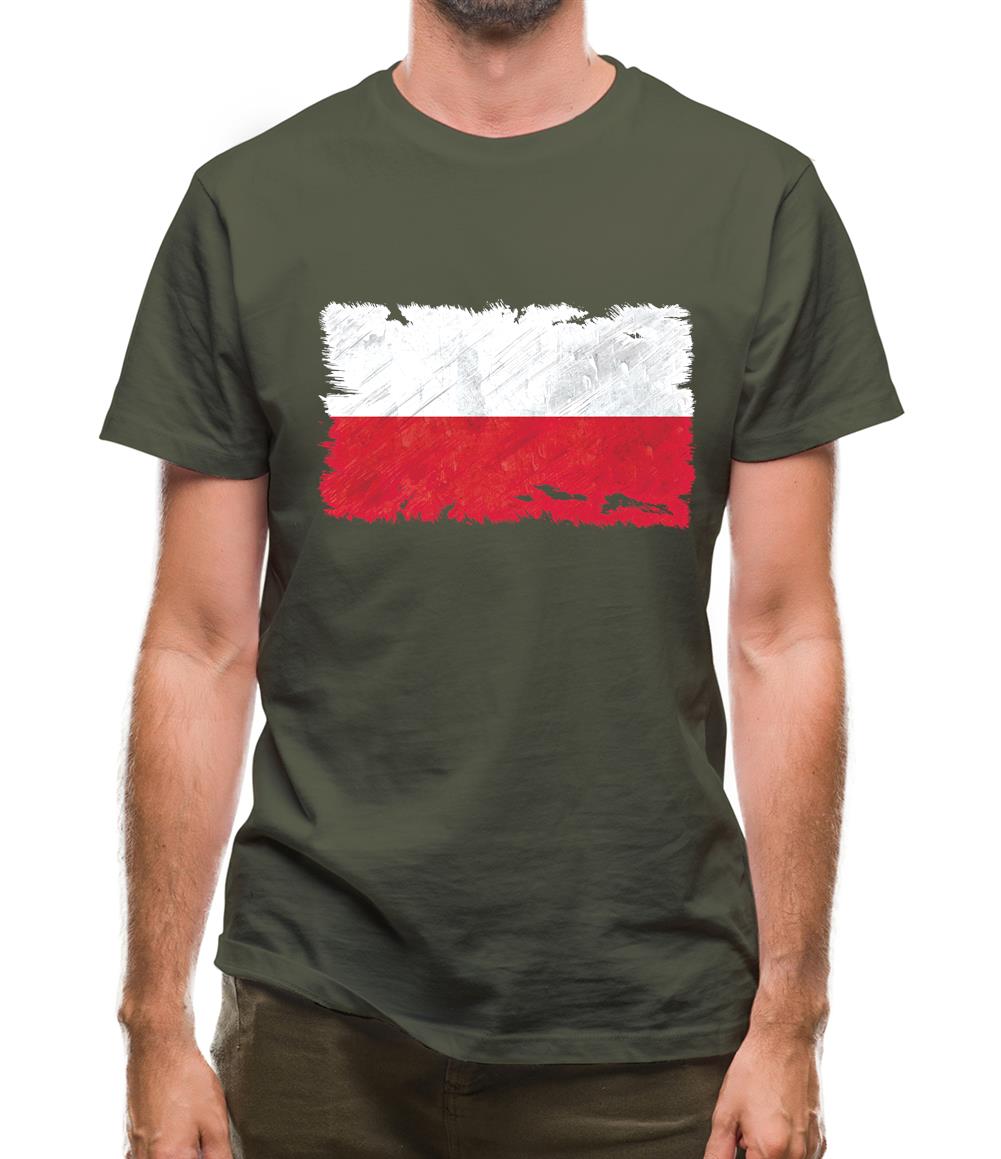 Poland Grunge Style Flag Mens T-Shirt