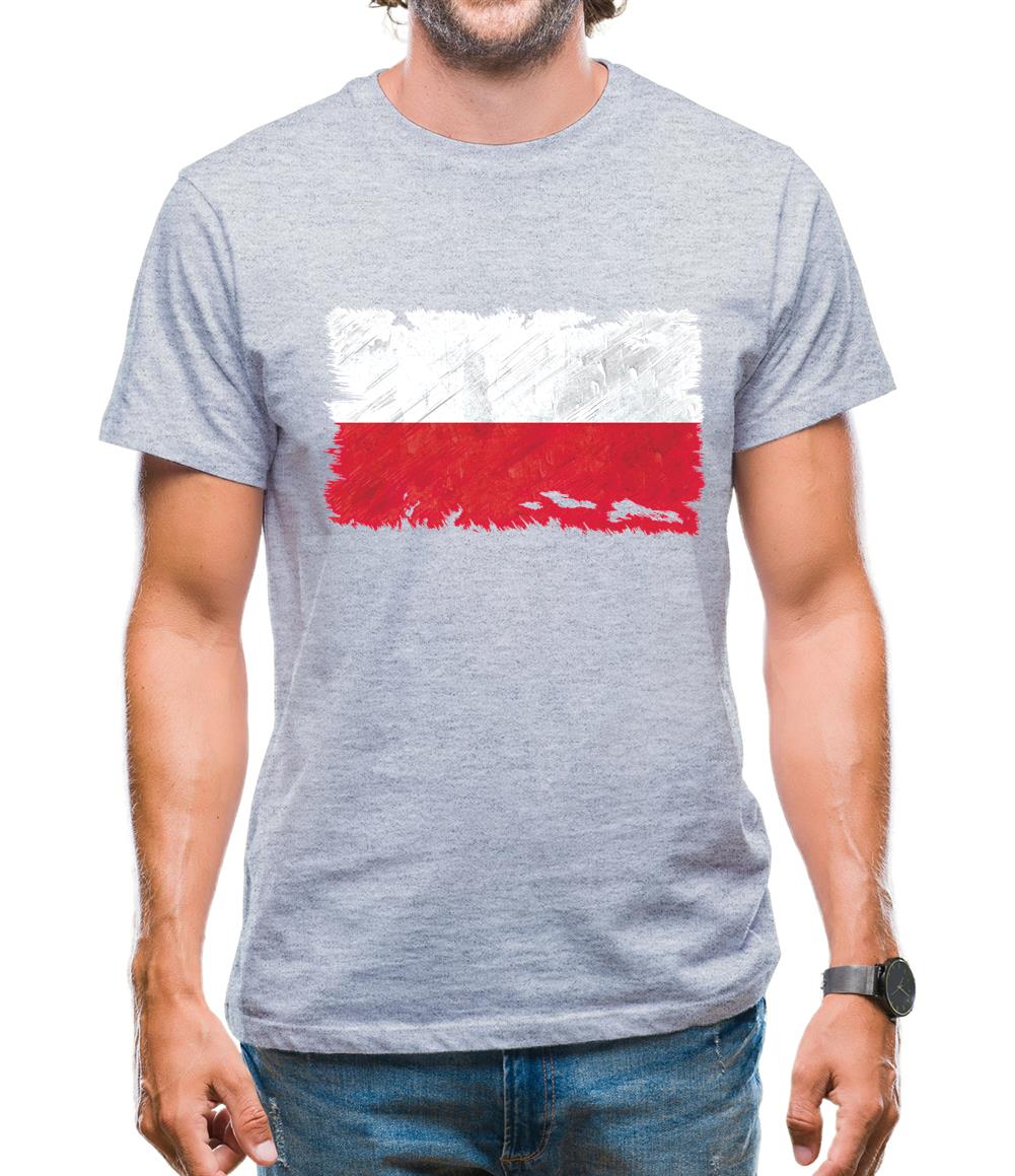 Poland Grunge Style Flag Mens T-Shirt