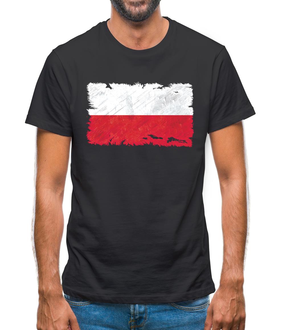Poland Grunge Style Flag Mens T-Shirt