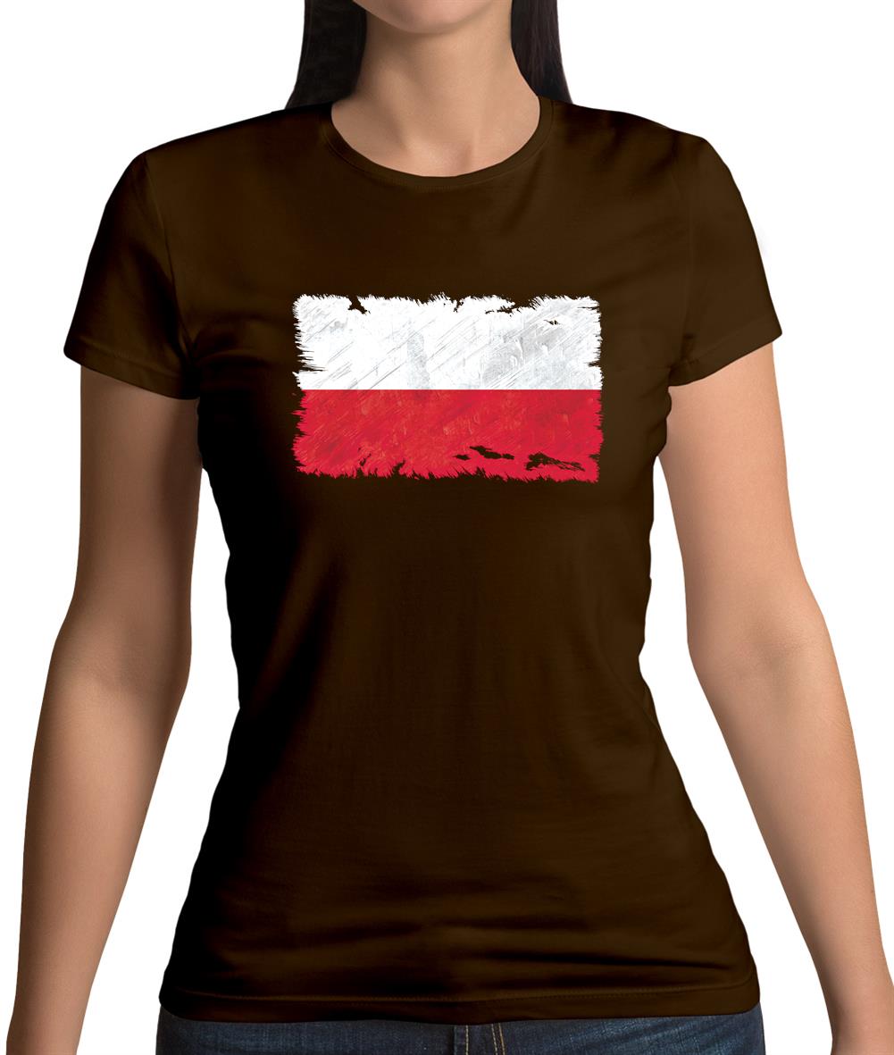 Poland Grunge Style Flag Womens T-Shirt