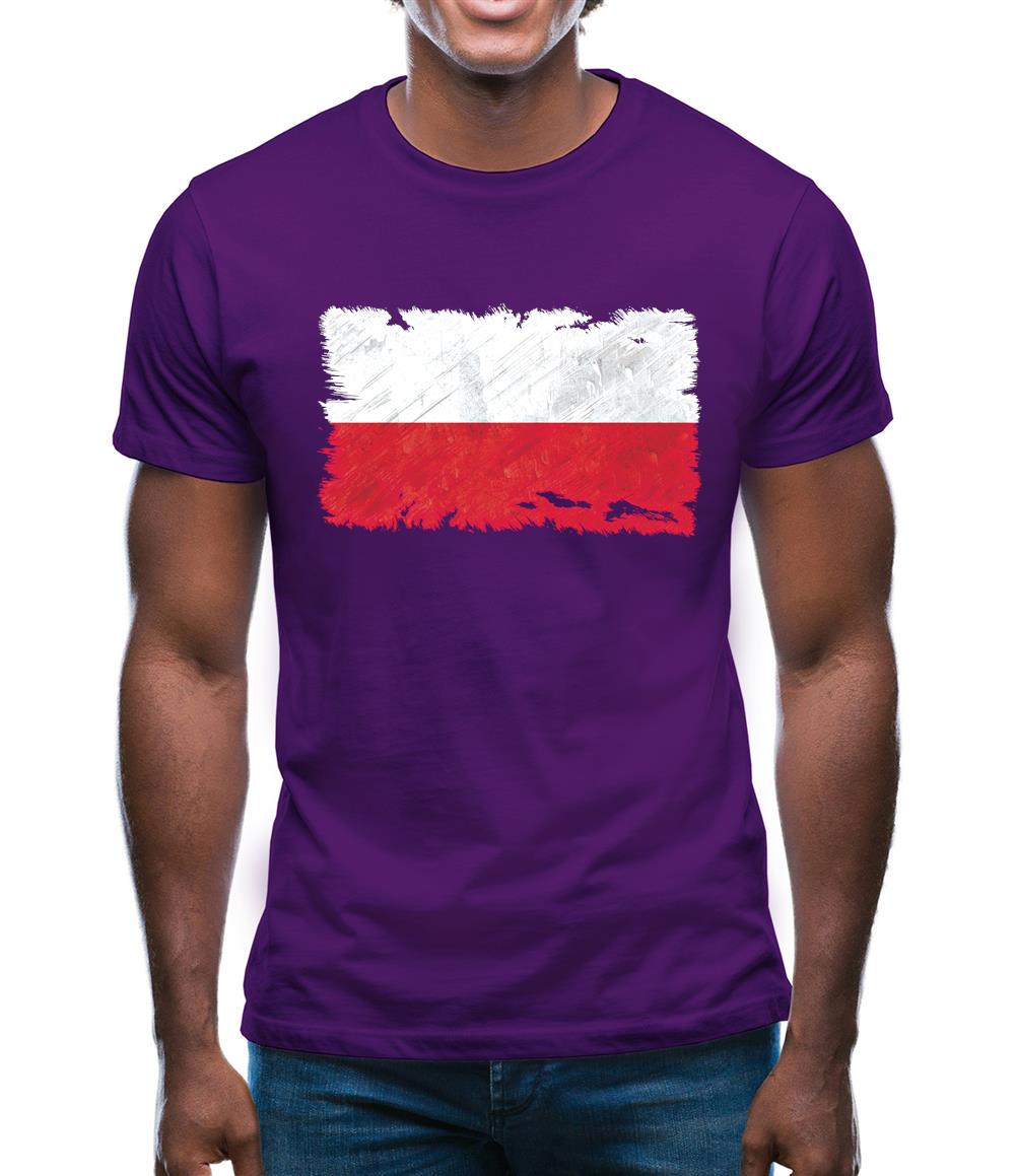 Poland Grunge Style Flag Mens T-Shirt