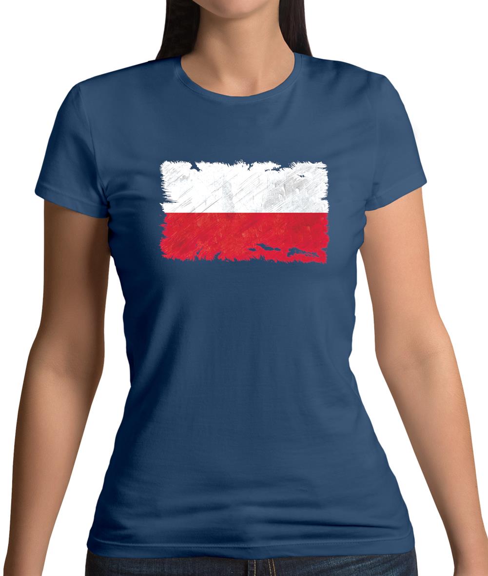 Poland Grunge Style Flag Womens T-Shirt