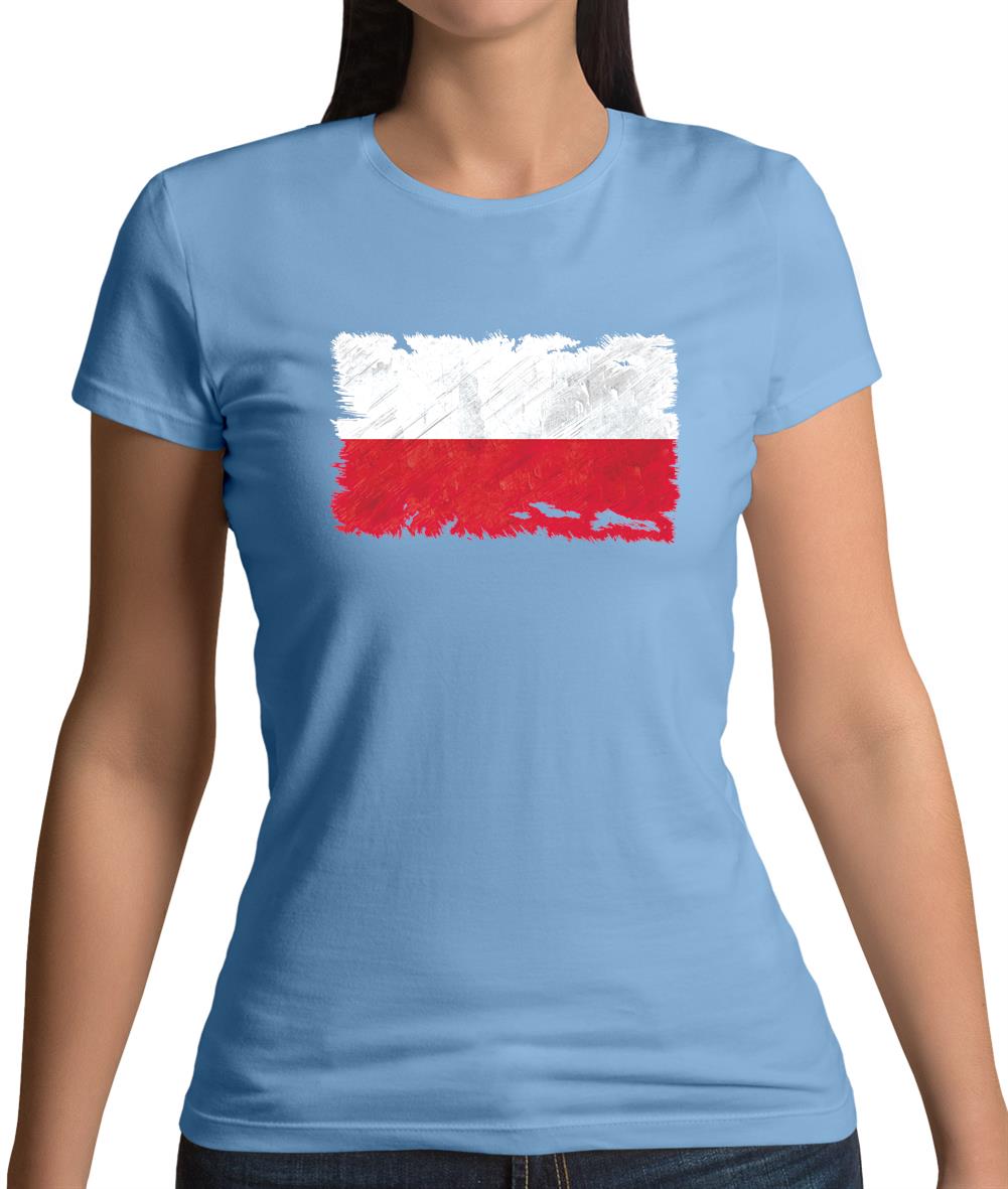 Poland Grunge Style Flag Womens T-Shirt