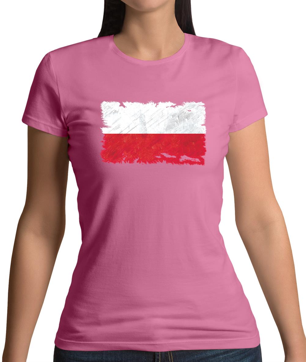 Poland Grunge Style Flag Womens T-Shirt