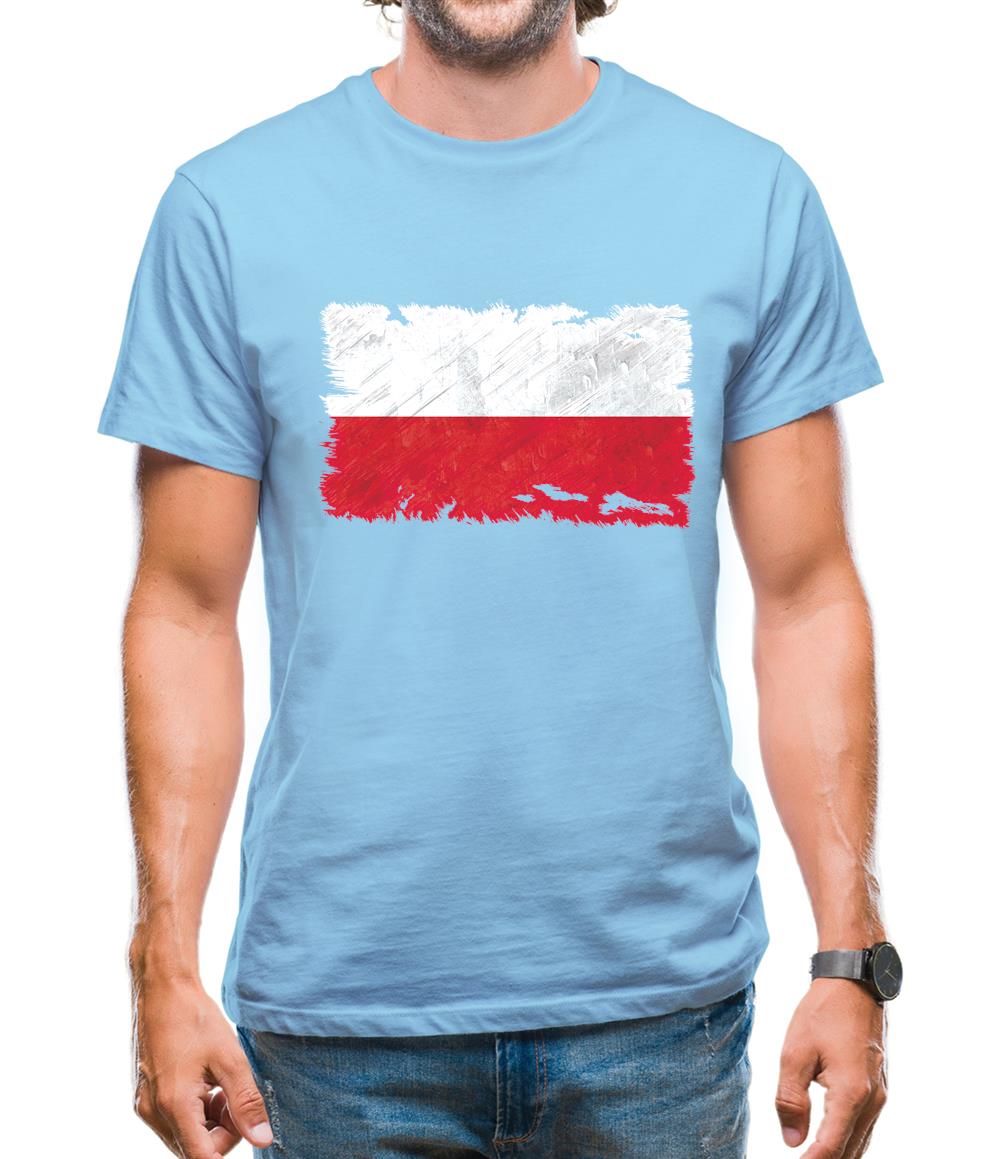 Poland Grunge Style Flag Mens T-Shirt