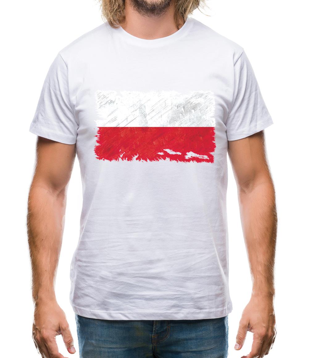 Poland Grunge Style Flag Mens T-Shirt