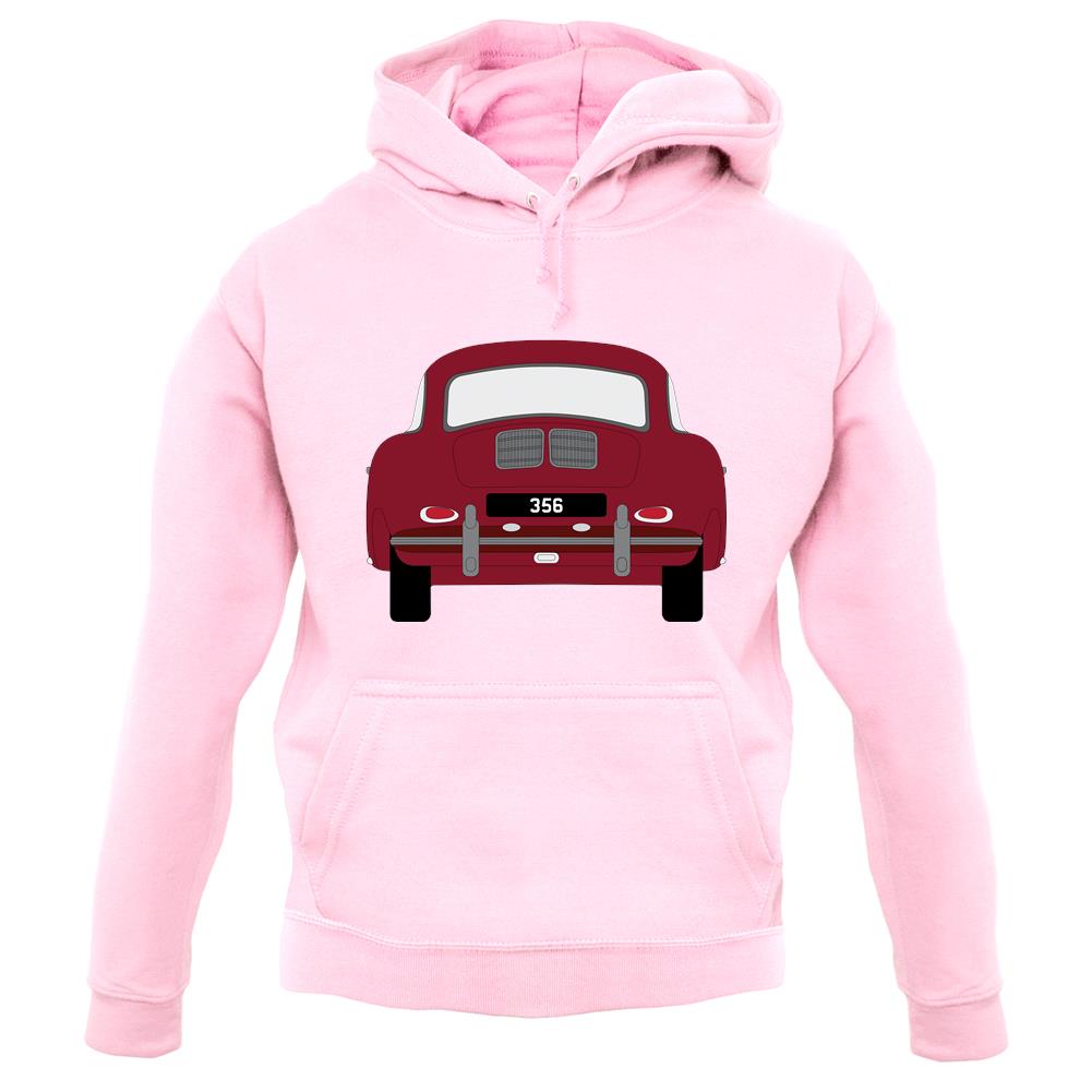 Rear View Porsche 356 Ruby Red unisex hoodie