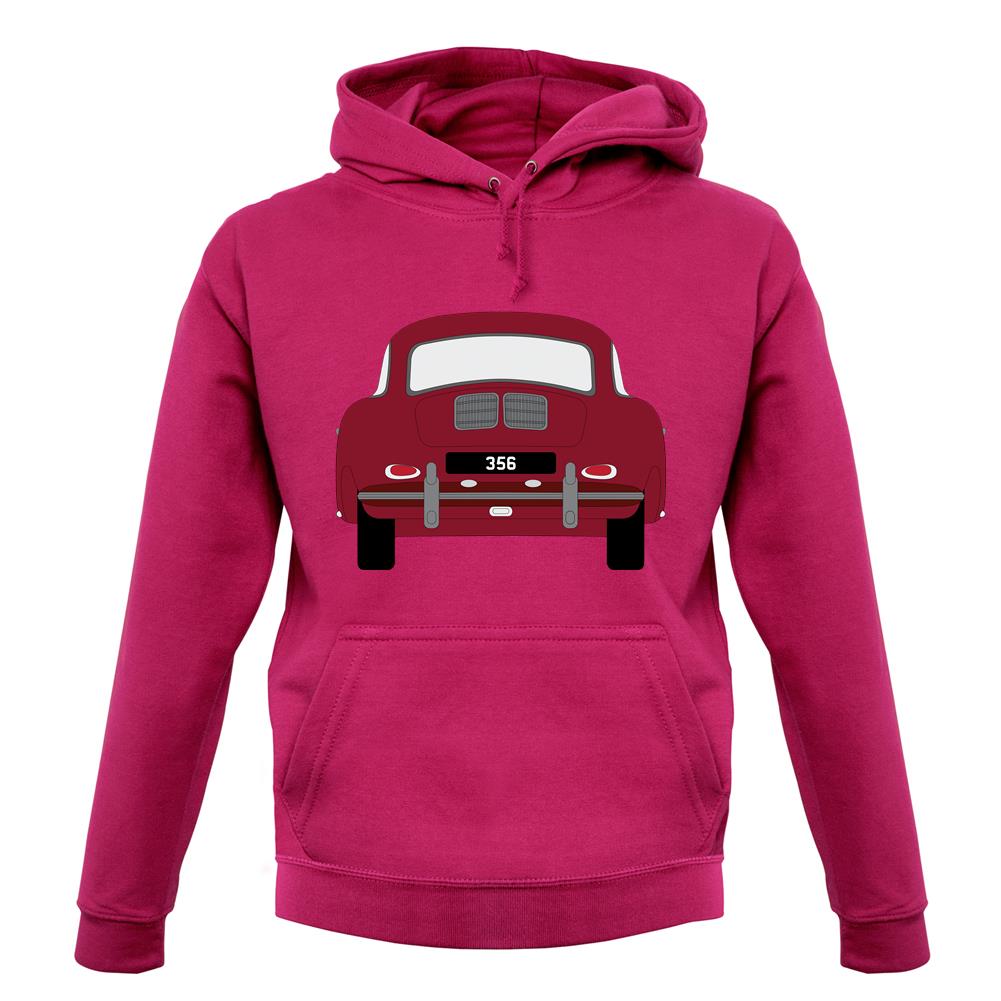 Rear View Porsche 356 Ruby Red unisex hoodie