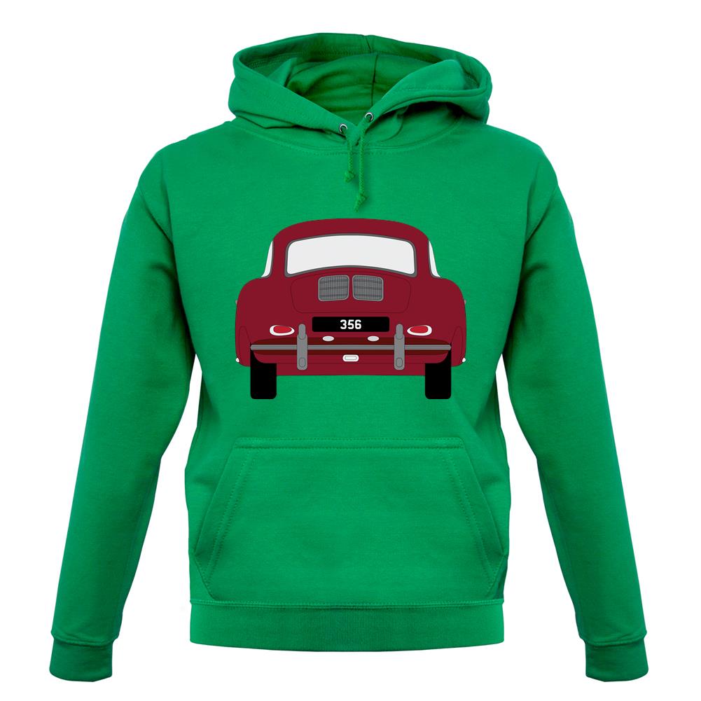 Rear View Porsche 356 Ruby Red unisex hoodie