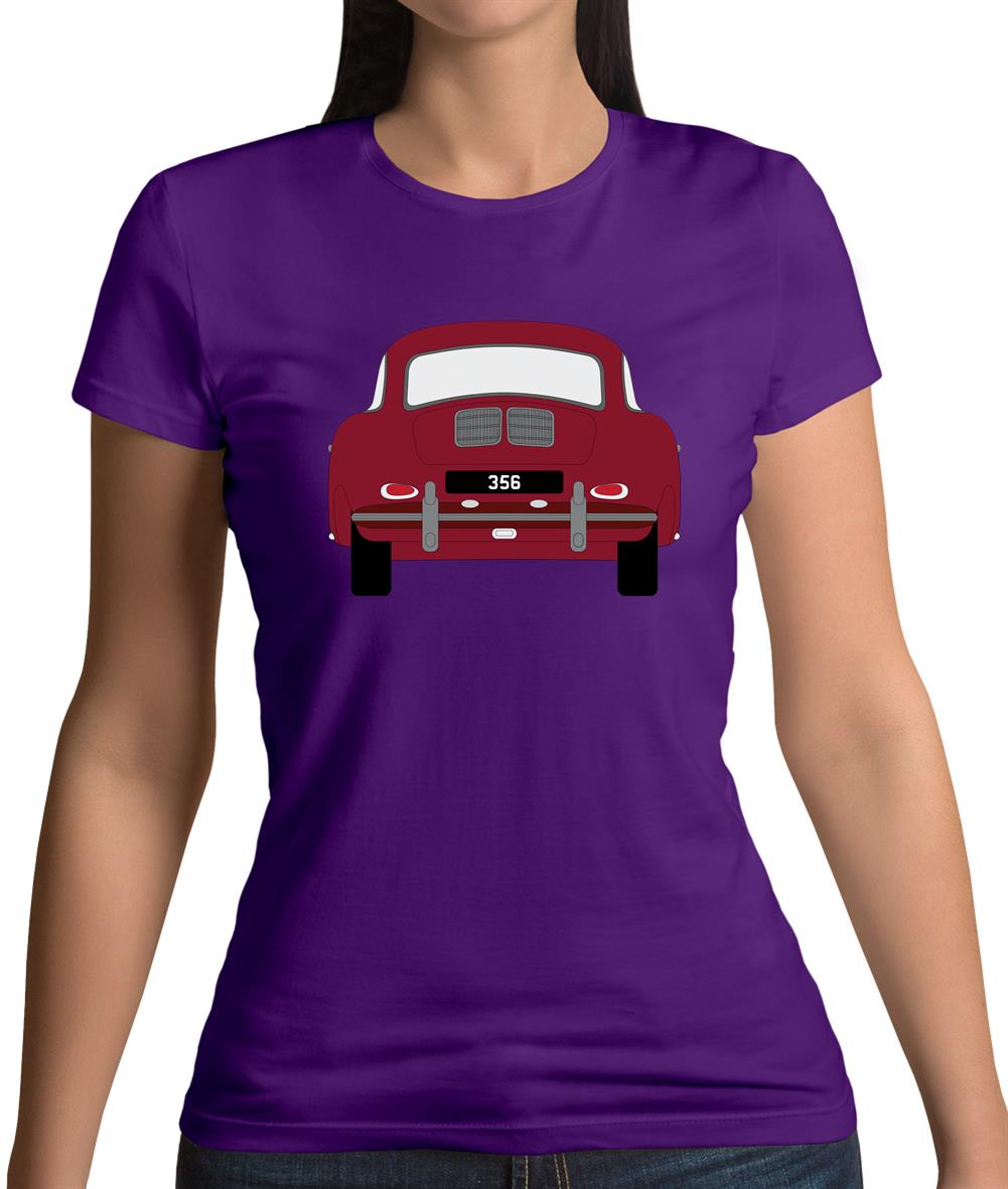 Rear View Porsche 356 Ruby Red Womens T-Shirt
