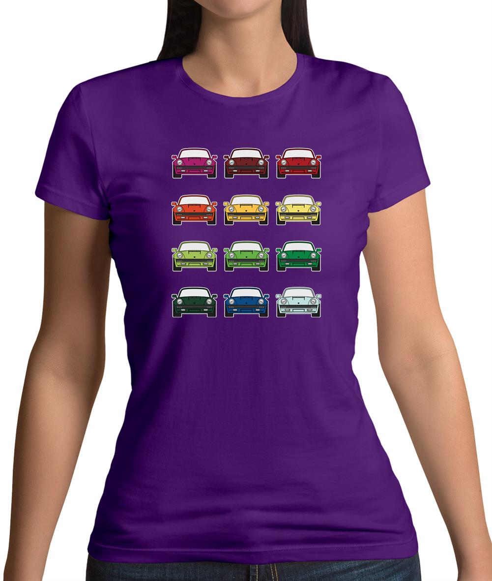 Porsche Box 964 T 12 Colour Grid Womens T-Shirt