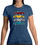 Porsche Box 981 4 Colour Grid Womens T-Shirt