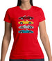 Porsche Box 981 4 Colour Grid Womens T-Shirt