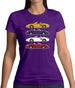 Porsche Box 986 4 Colour Grid Womens T-Shirt