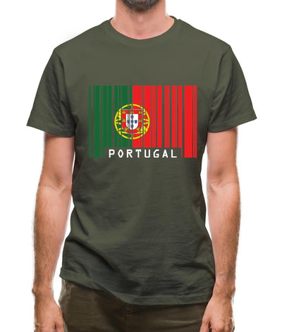 Portugal Barcode Style Flag Mens T-Shirt