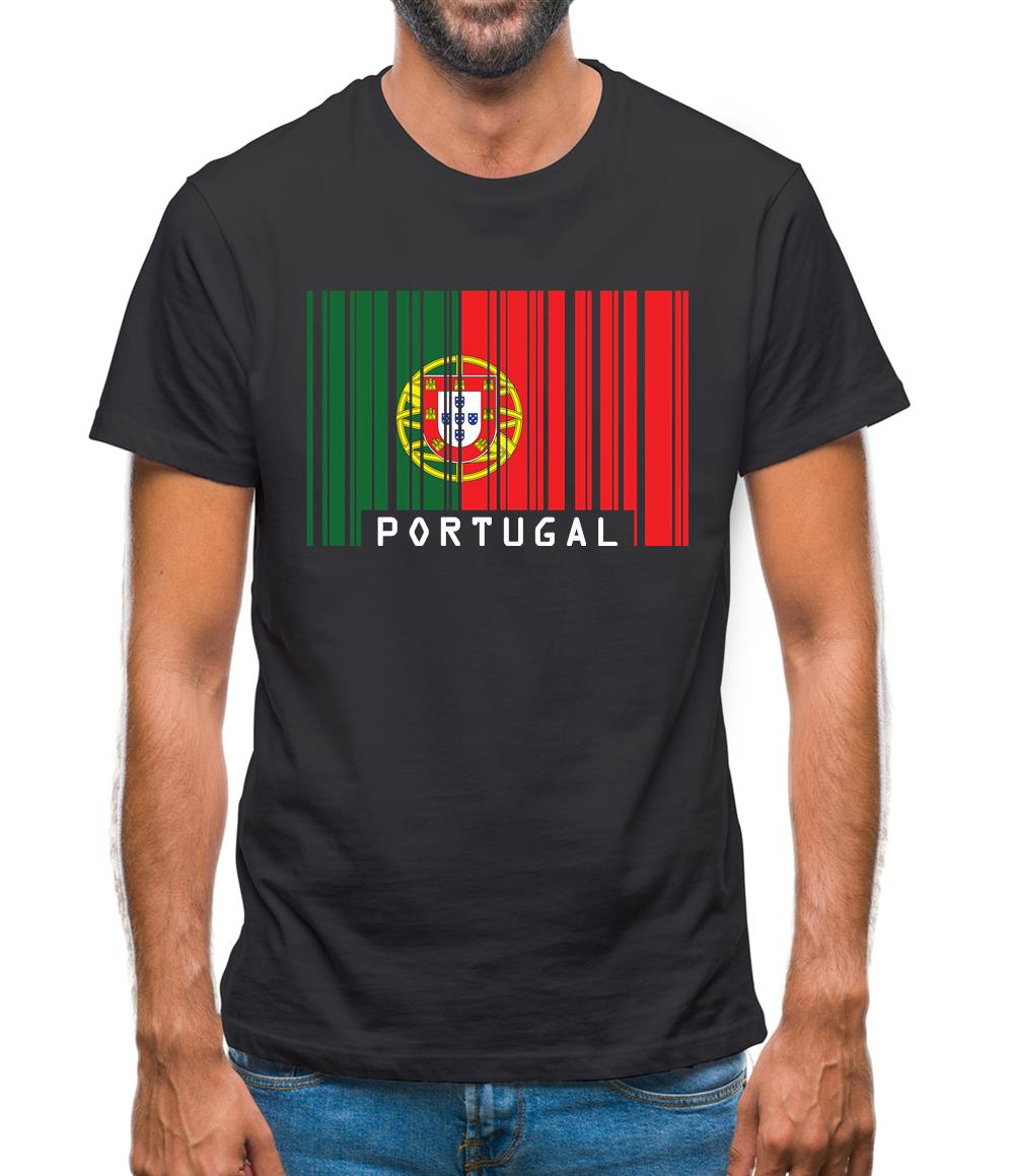 Portugal Barcode Style Flag Mens T-Shirt
