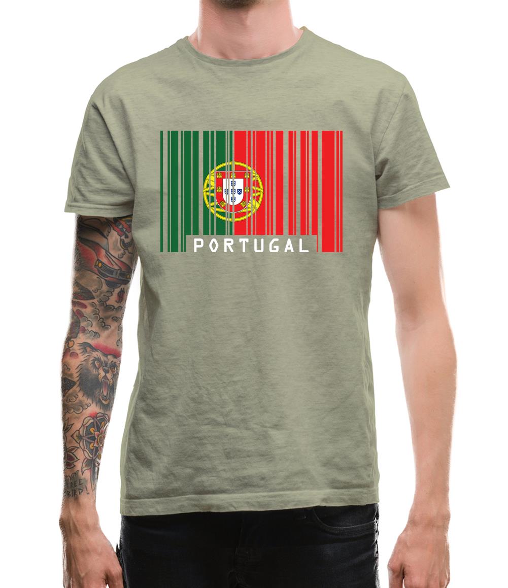 Portugal Barcode Style Flag Mens T-Shirt