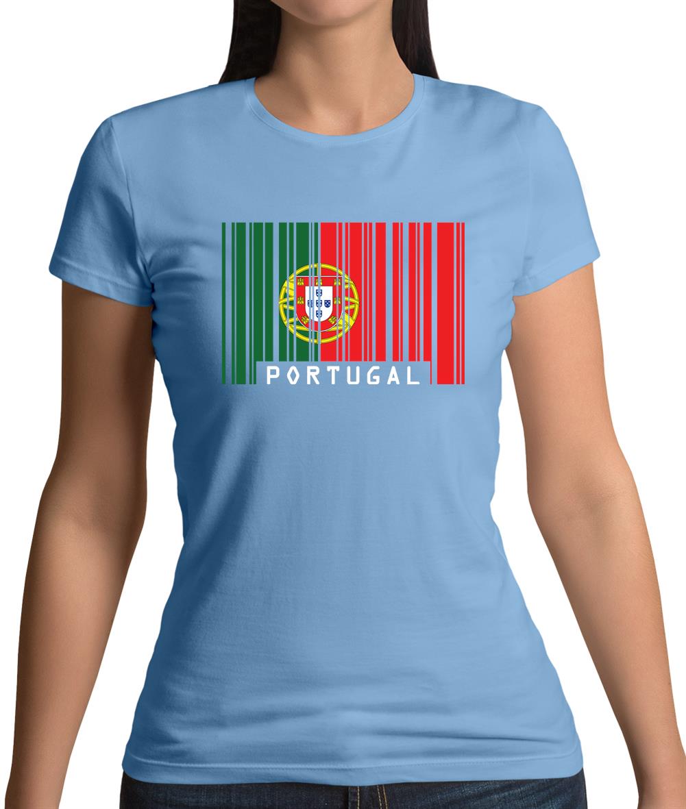 Portugal Barcode Style Flag Womens T-Shirt