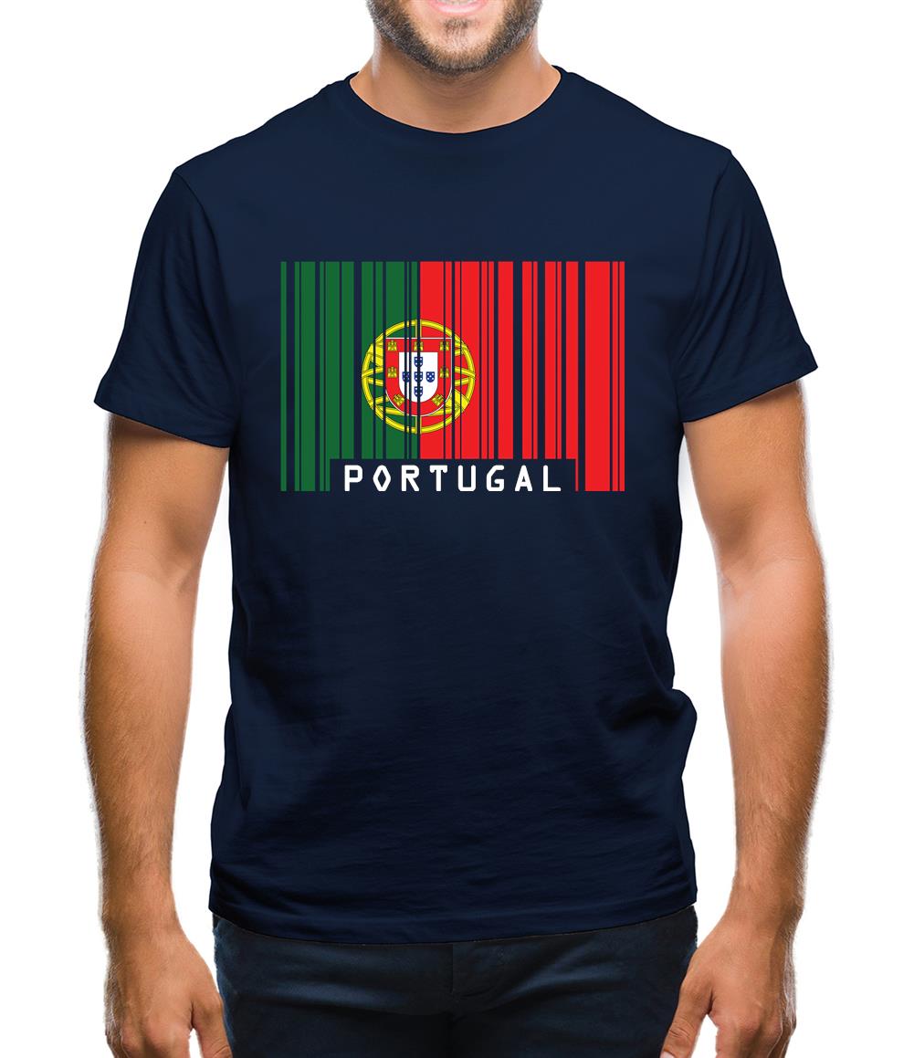 Portugal Barcode Style Flag Mens T-Shirt