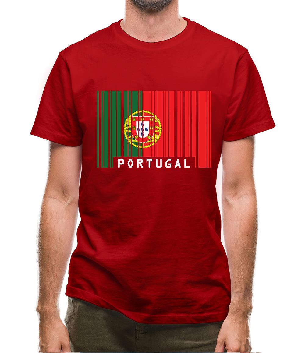 Portugal Barcode Style Flag Mens T-Shirt