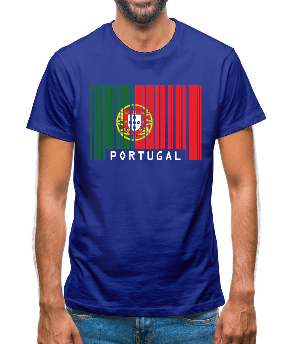 Portugal Barcode Style Flag Mens T-Shirt