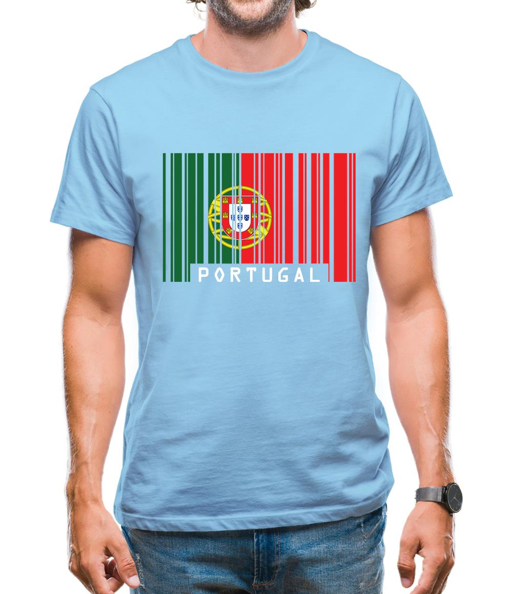 Portugal Barcode Style Flag Mens T-Shirt