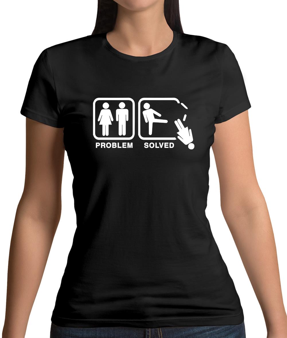 Problem Solved Man Kick Womens T-Shirt